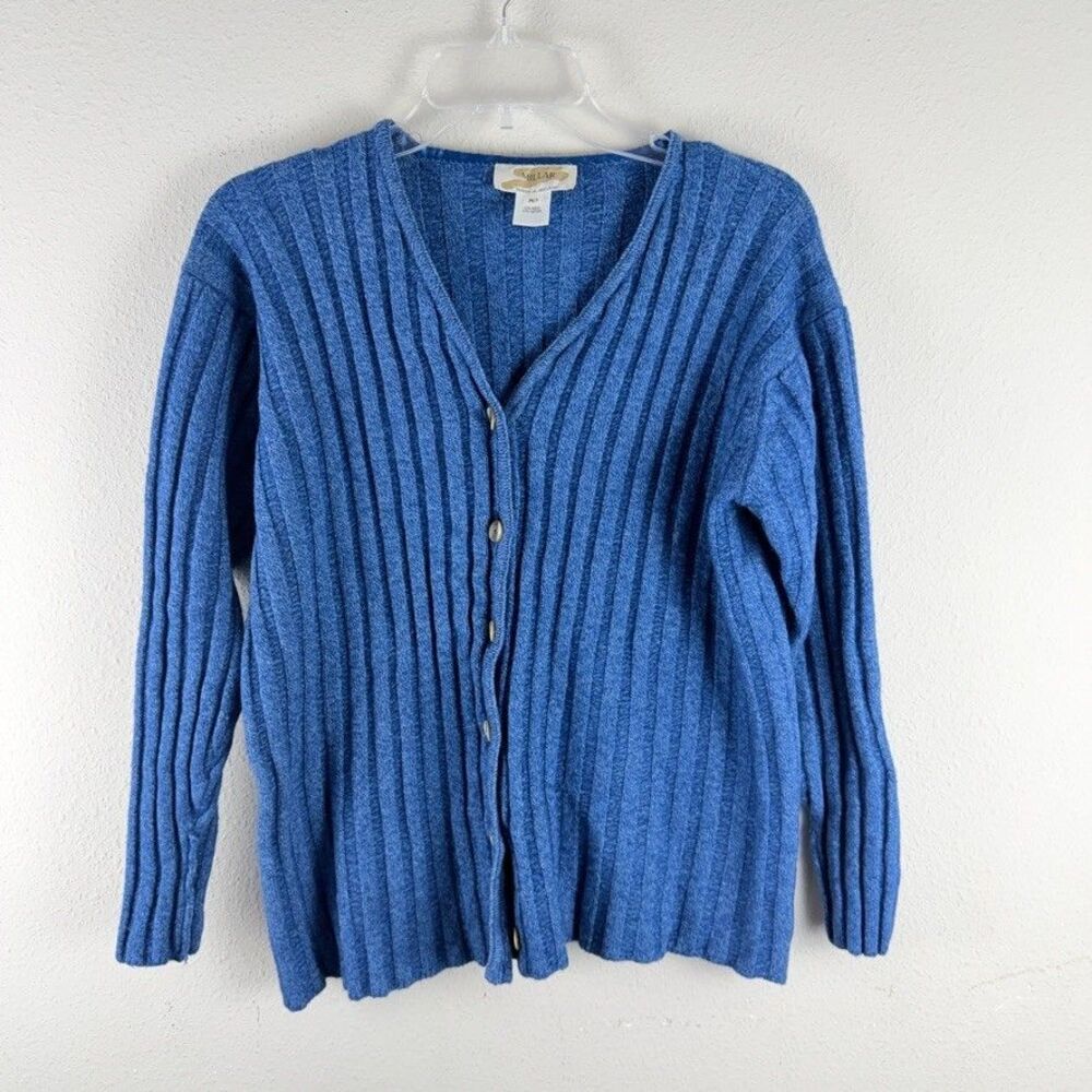 VTG Miller Wool Ribbed Knit Cardigan Sweater Women Size M Button Up 90s Grandpa